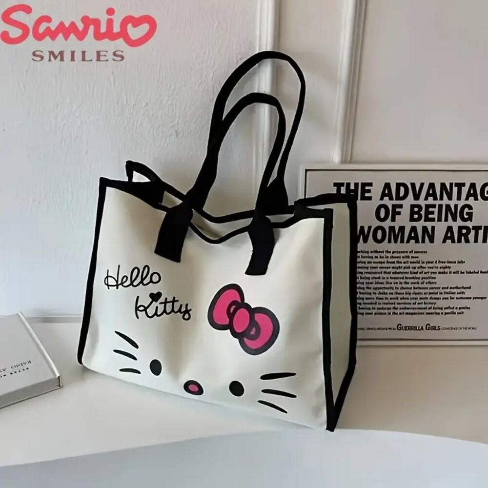 NWT Sanrio Hello Kitty Canvas Tote Bag 16x12 - Picture 3 of 3